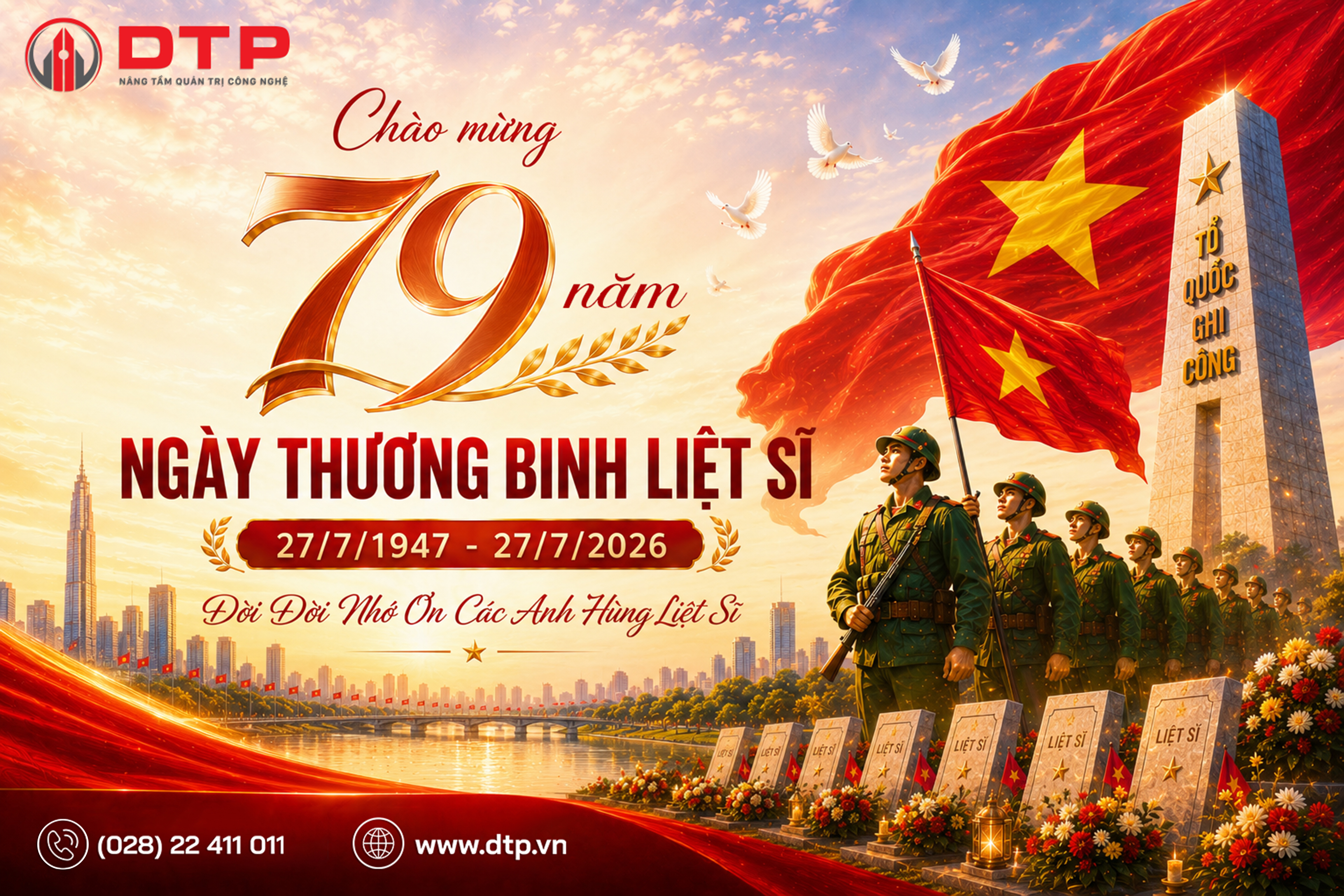 Nhân kỷ niệm 79 năm Ngày Thương binh - Liệt sĩ 27/7, DTP thành kính tưởng nhớ và tri ân những người con ưu tú của Tổ quốc đã không tiếc tuổi xuân, máu xương để gìn giữ nền hòa bình, thống nhất và tạo dựng nền tảng cho sự phát triển của đất nước hôm nay.